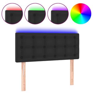 vidaXL LED posteljno vzglavje črno 80x5x78/88 cm umetno usnje