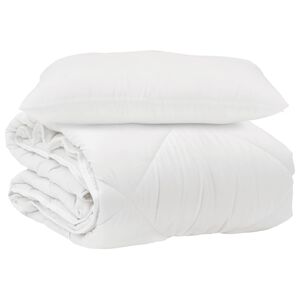 vidaXL Odeja z blazino 2 pcs Bela Mikrovlakna