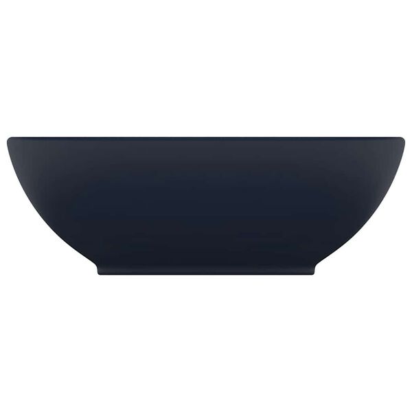 vidaXL Razko&scaron;en umivalnik ovalen mat temno moder 40x33 cm keramičen