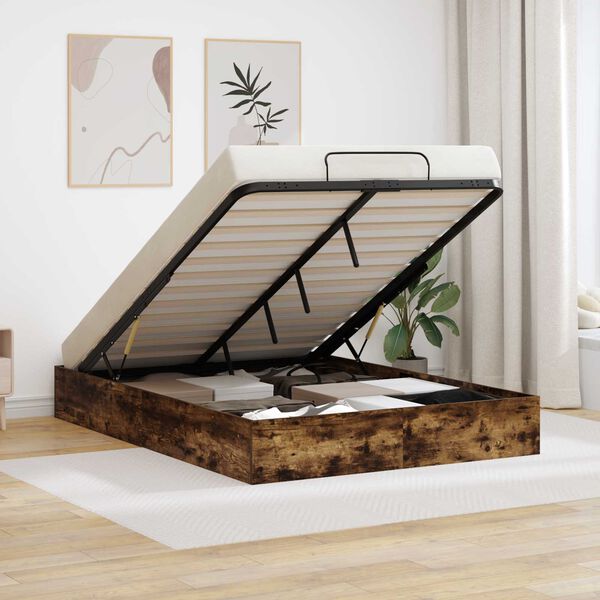 vidaXL Ottomanska postelja Dimljeni Hrast 193 x 120 x 25 cm