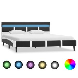 vidaXL Posteljni okvir LED sivo umetno usnje 120x200 cm