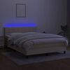 vidaXL Box spring postelja z vzmetnico LED krem 140x190 cm blago