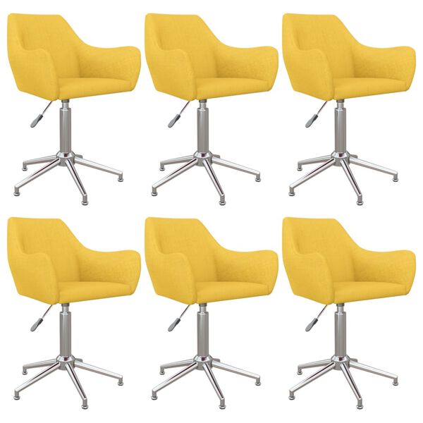 vidaXL Vrtljivi jedilni stoli 6 kosov rumeno blago