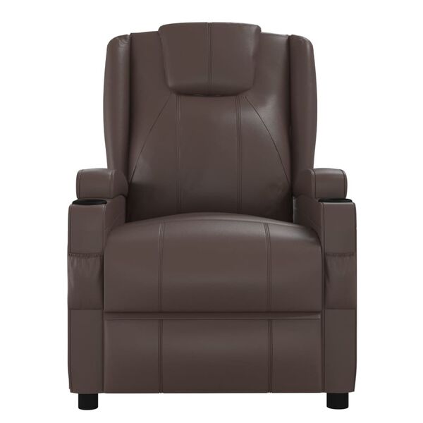 vidaXL Masažni stol s funkcijo vstajanja rjavo umetno usnje