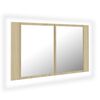 vidaXL LED kopalni&scaron;ka omarica z ogledalom sonoma hrast 80x12x45 akril
