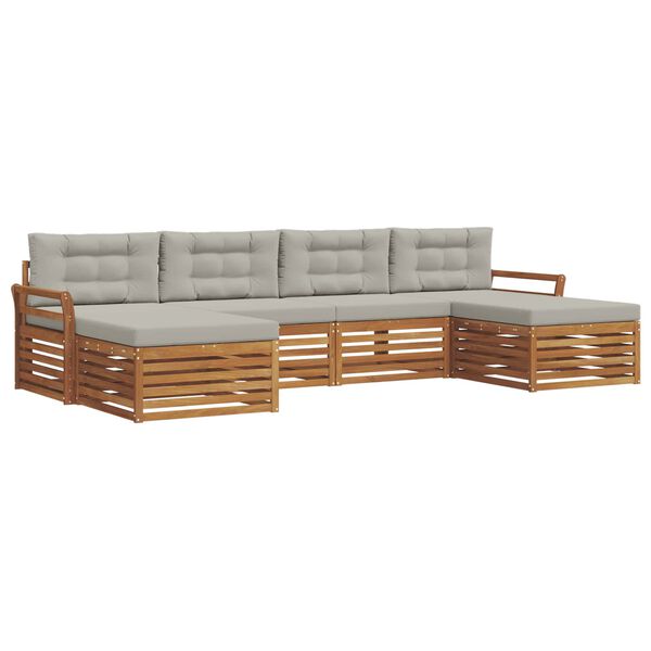 vidaXL Sedežne garniture z blazino 6 pcs Naravna in svetlo siva