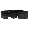 vidaXL Vrtna sedežna garnitura 11-delna z blazinami črn poli ratan