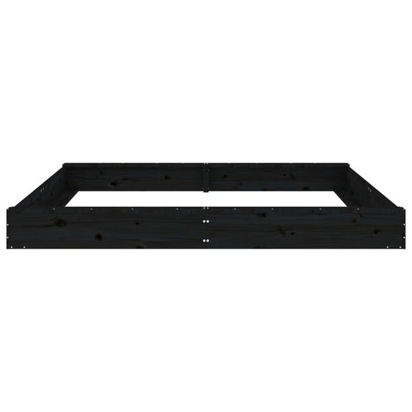 vidaXL Peskovnik s sedeži črn kvadraten trdna borovina