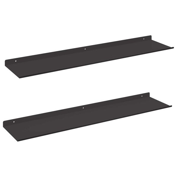 vidaXL Ležeča polica 2 pcs Črna 80 x 18 x 2,5 cm Jeklo