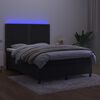 vidaXL Box spring postelja z vzmetnico LED črna 140x200 cm žamet