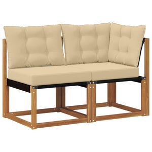 vidaXL Zunanji srednji in kotiček kavč z blazino 2 Kos Naravna