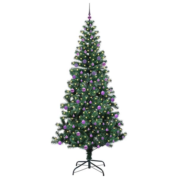 vidaXL Umjetna preddekorirana božićna jelka med 300 LED Zelena 240 cm