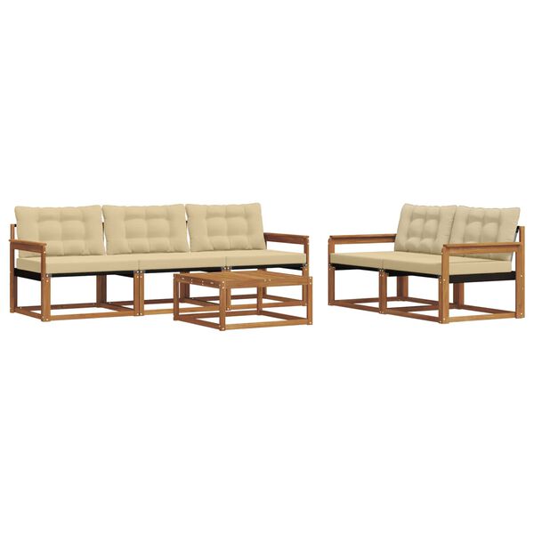 vidaXL Zunanja garnitura za sedenje z blazino 6 pcs Naravna in bež