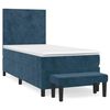 vidaXL Box spring postelja z vzmetnico temno modra 90x200 cm žamet