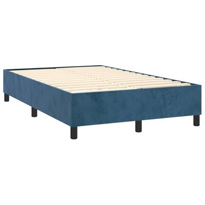 vidaXL Box spring postelja z vzmetnico LED temno modra 120x200cm žamet