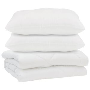 vidaXL Odeja z blazino 3 pcs Bela Mikrofibra