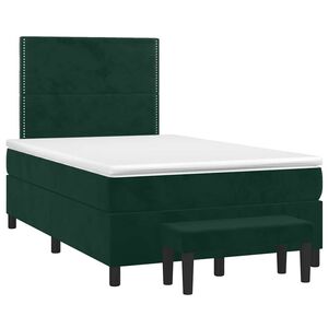 vidaXL Box spring postelja z vzmetnico temno zelen 120x190 cm žamet
