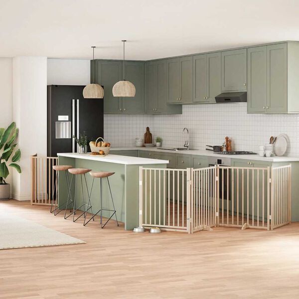 vidaXL Ograda za pse z vrati zložljiva 12 panelov 960 cm topolovina