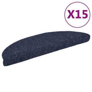 vidaXL Preproge za stopnice samolepilne 15 kosov 56x17x3 cm modre polkrožne