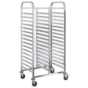 vidaXL Voziček za pladnje z 32 GN posodami 75x55x162,5 cm nerjaveče jeklo