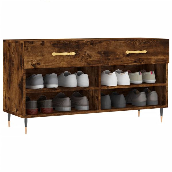 vidaXL Klop za čevlje dimljen hrast 102x35x55 cm inženirski les