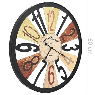 vidaXL Stenska ura kovinska 60 cm večbarvna