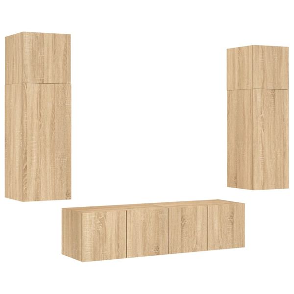 vidaXL Komplet TV omaric LED 6-delni sonoma hrast inženirski les