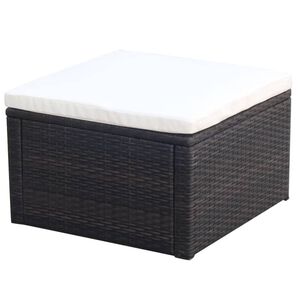 vidaXL Stolček za noge otoman poli ratan 53x53x30 cm rjave barve