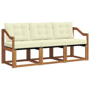 vidaXL Zunanja garnitura za sedenje z blazino 3 pcs Naravna in smetana