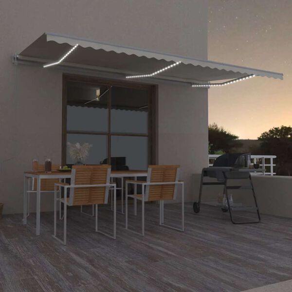 vidaXL Avtomatska tenda LED + senzor 600x300 cm krem