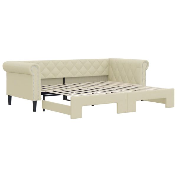 vidaXL Izvlečna dnevna postelja krem 90x200 cm umetno usnje