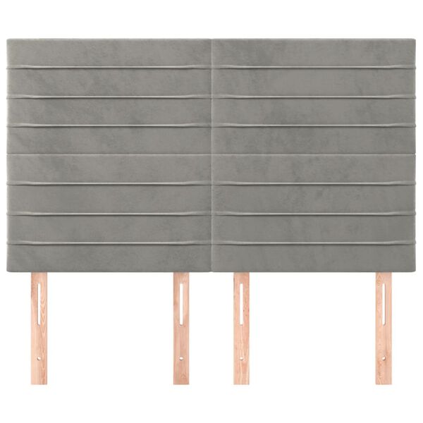 vidaXL Vzglavje za postelje svetlo sivo 144x5x118/128 cm žamet