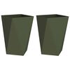 vidaXL Cvetlično korito 2 pcs Oljčno zelena 50 x 50 x 75 cm Jeklo
