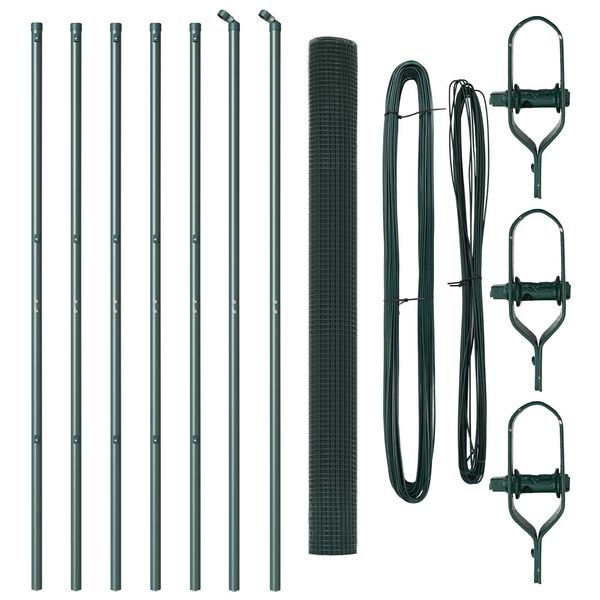 vidaXL Steber ograje. Zelena 10 x 1,5 m (12 x 12 mm mrežna) Jeklo