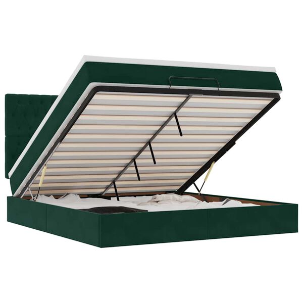 vidaXL Otomanski posteljni okvir z vzmetnicami zelen 200x200cm žamet