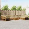 vidaXL Sedežne garniture 11 pcs Naravna in bež Masiven les akacije