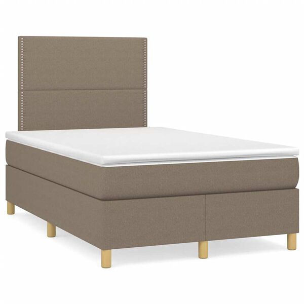 vidaXL Box spring postelja z vzmetnico LED taupe 120x190 cm blago