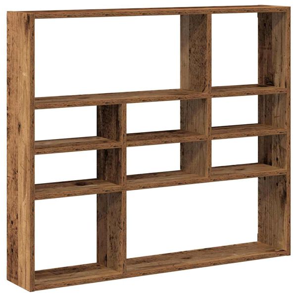 vidaXL Stenska polica Old Wood 90x16x78 cm Inženirski les