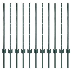 vidaXL Steber ograje. 11 pcs Zelena 120 cm Jeklo