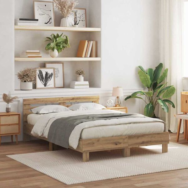 vidaXL Konstrukcija postelje Umetni hrast 140 x 190 cm Konstruiran les