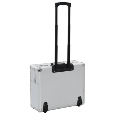 vidaXL Pilotski kovček 54x44x21 cm srebrn aluminij