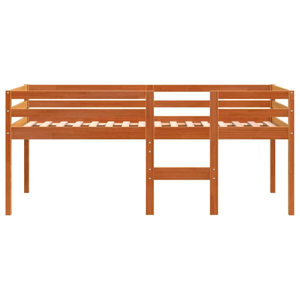 vidaXL Visoka postelja vo&scaron;čeno rjava 75x190 cm trdna borovina