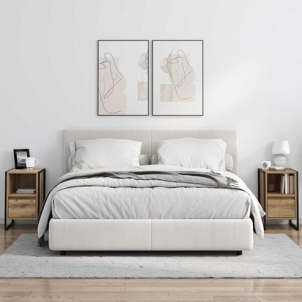 vidaXL Nočna omarica s predalom Oreh 39,5 x 30 x 50 cm Konstruiran les