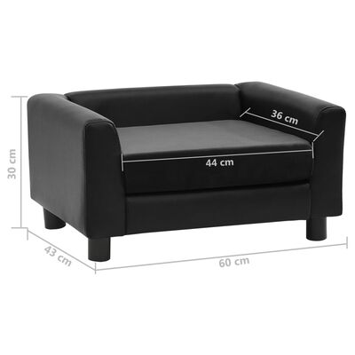vidaXL Pasji kavč črn 60x43x30 cm iz pliša in umetnega usnja