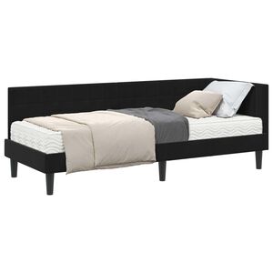 vidaXL Kotni okvir postelje z matrico 2 kos Črna 80 x 200 cm Žamet