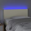 vidaXL LED posteljno vzglavje krem 100x5x78/88 cm umetno usnje