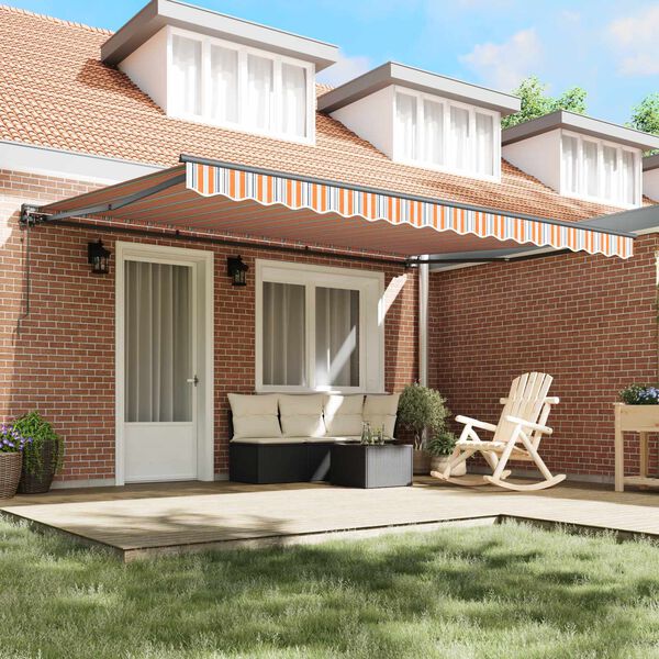 vidaXL Retraktilna tenda Modra in Oranžna 450 &times; 300 cm