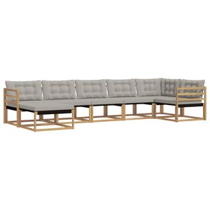 vidaXL Zunanja garnitura za sedenje 7 pcs Bela in svetlo siva