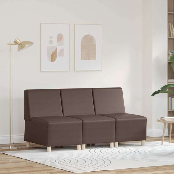 vidaXL Modularna sofa enota brez naslonov 3 pcs Rjava 55 x 74 x 82 cm