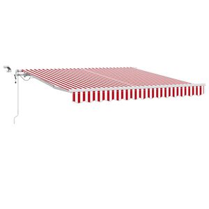vidaXL Vlečna tenda Rdeča in bela 350 x 250 cm Poliester